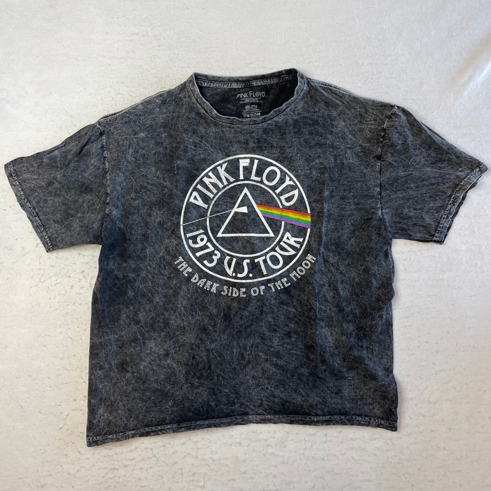 Pink Floyd T-Shirt Mens 2XL Black Acid Wash 1973 US Tour Dark Side Of The Moon